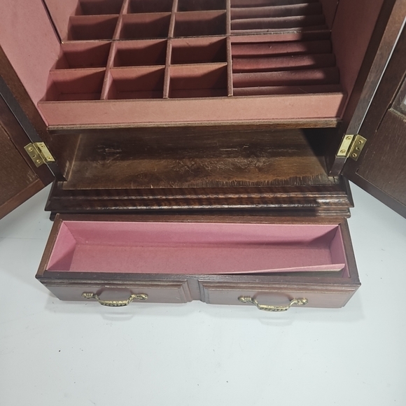 Vintage Jay Imports Music Jewelry Box Etched Glass Doors - Picture 11 of 16